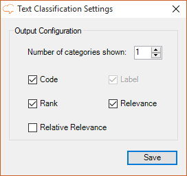 Text Classification advanced settings
