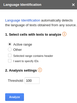 Language Identification user interface