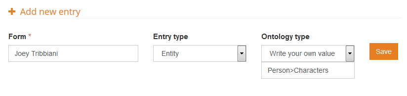 Create entry with user defined ontology value